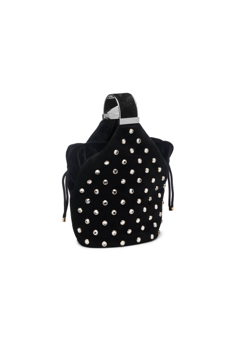 Kit Bracelet Bag in Crystal Studded Black Suede