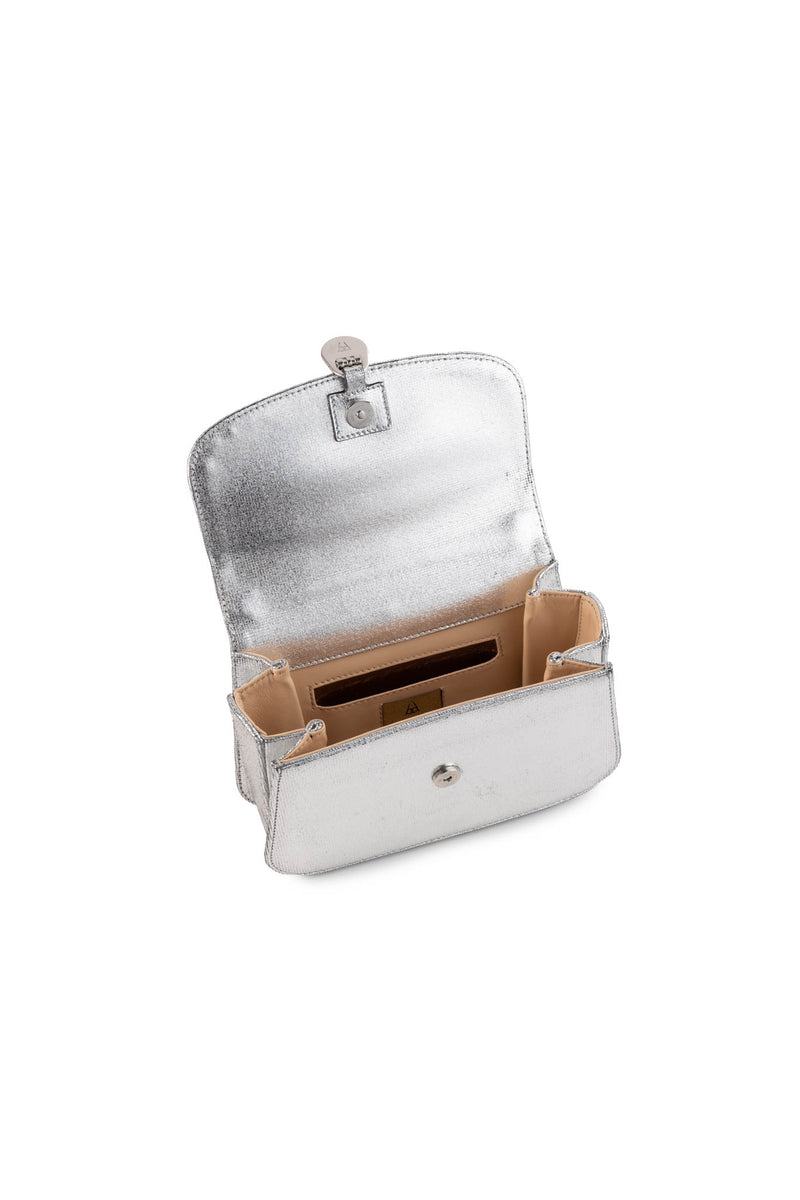 Sabi Top Handle Bag in Silver Holographic Leather