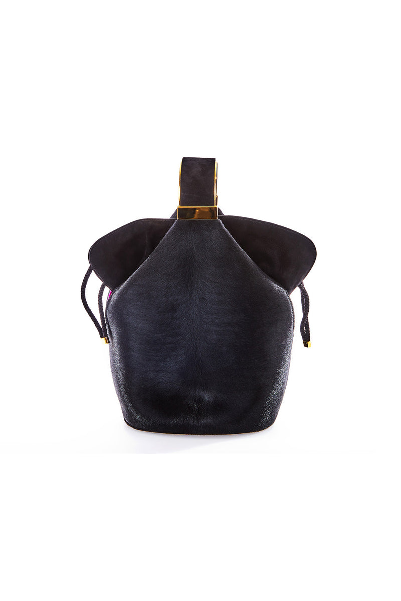 Kit Bracelet Bag in Black Calf Hair