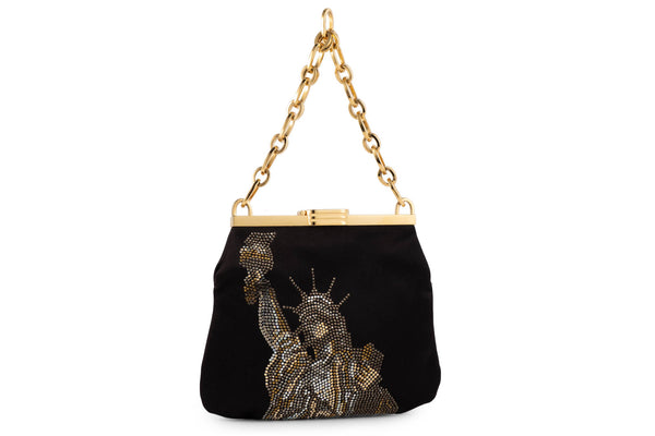 5 AM Bag in Statue of Liberty Crystals and Black Satin