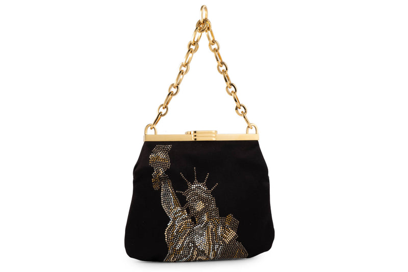 5 AM Bag in Statue of Liberty Crystals and Black Satin