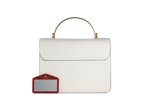 Charlie Top Handle Bag in White Leather