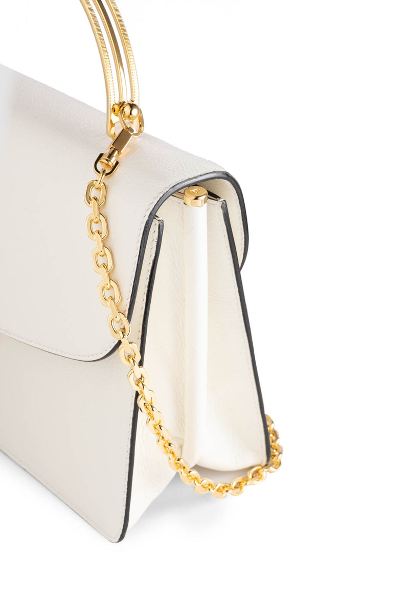 Charlie Top Handle Bag in White Leather
