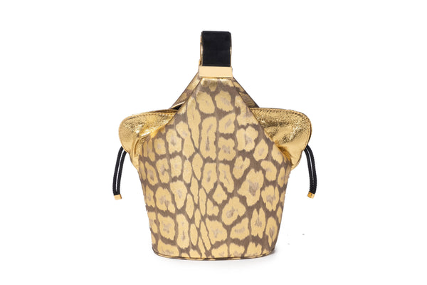 Kit Bracelet Bag in Leopard Foiled Etched Kid Leather