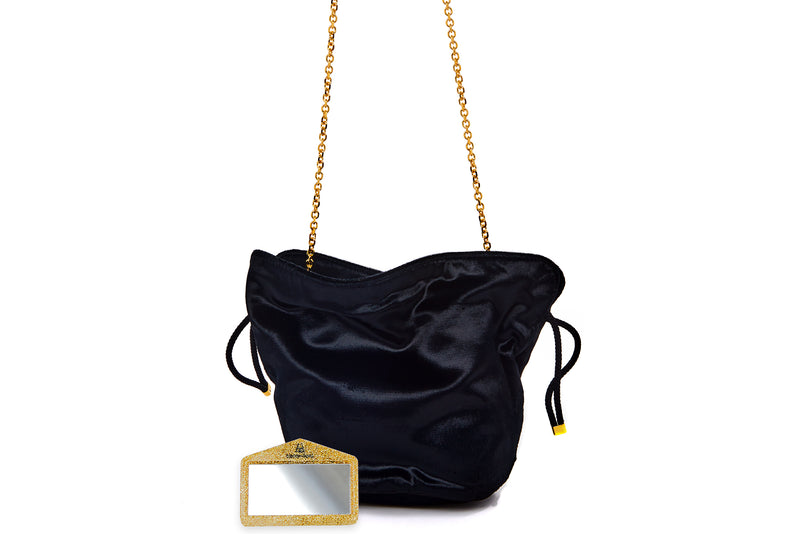 Kit Bracelet Bag in Gold and Black Cherry Blossom Metallic Lurex