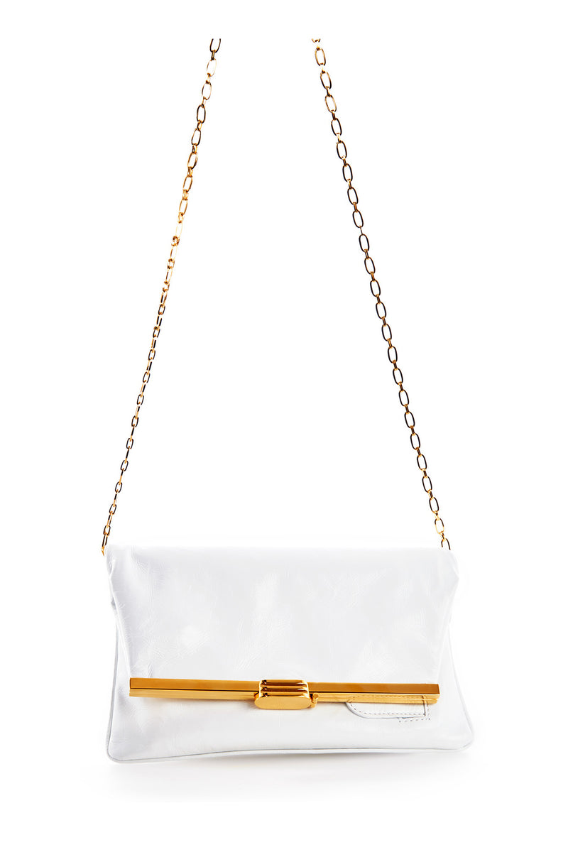PM Clutch in White Leather