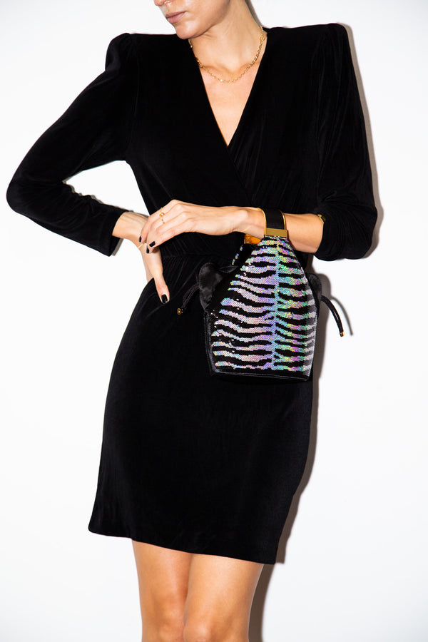 Kit Bracelet Bag in Zebra Sequins