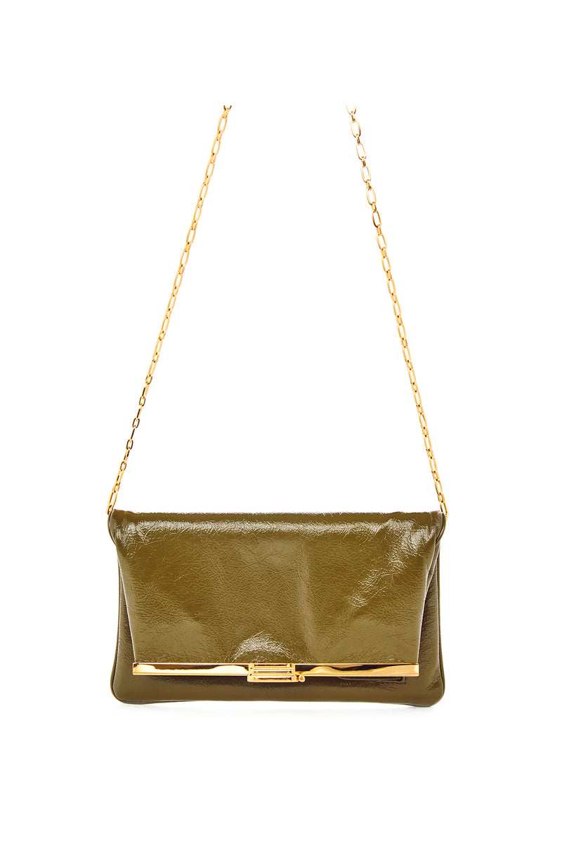 PM Clutch in Army Green Leather