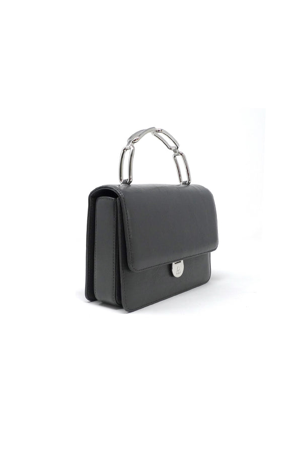Lynx Top Handle Bag in Grey Leather
