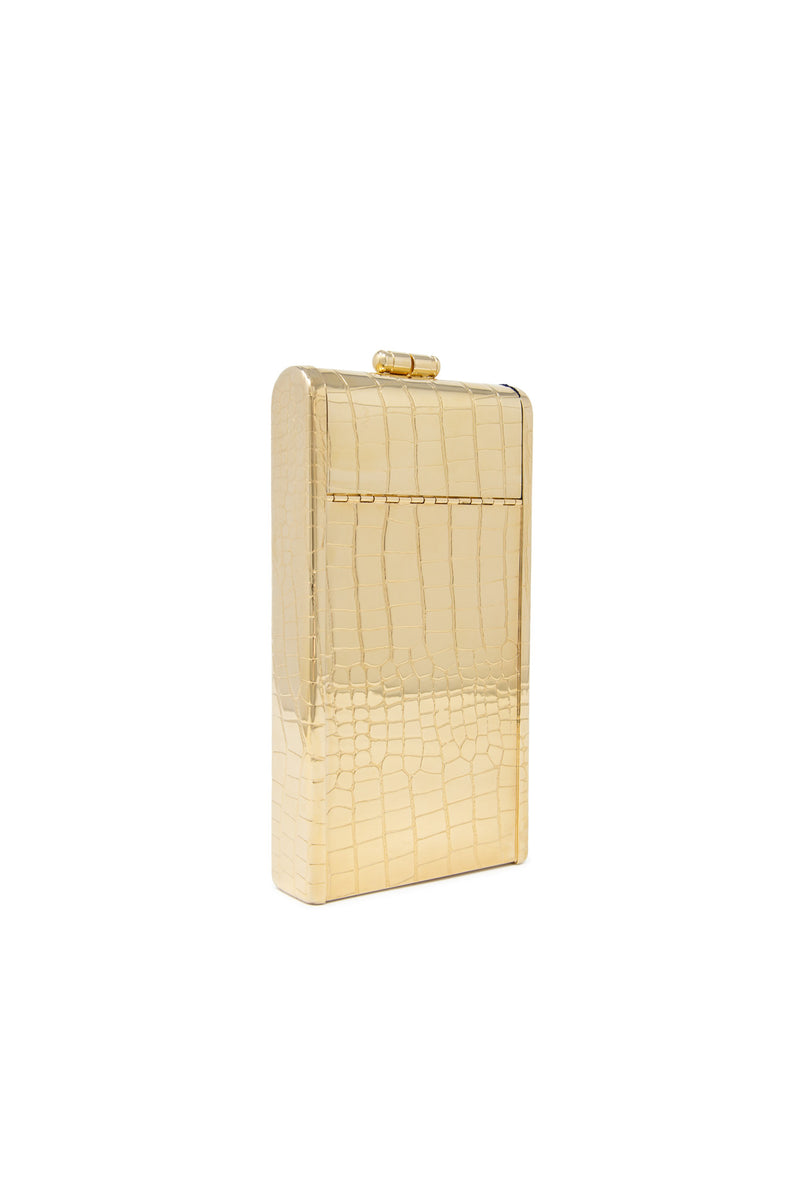 Gold Croco Palladium Phone Case with Gold Leather Tassel Case