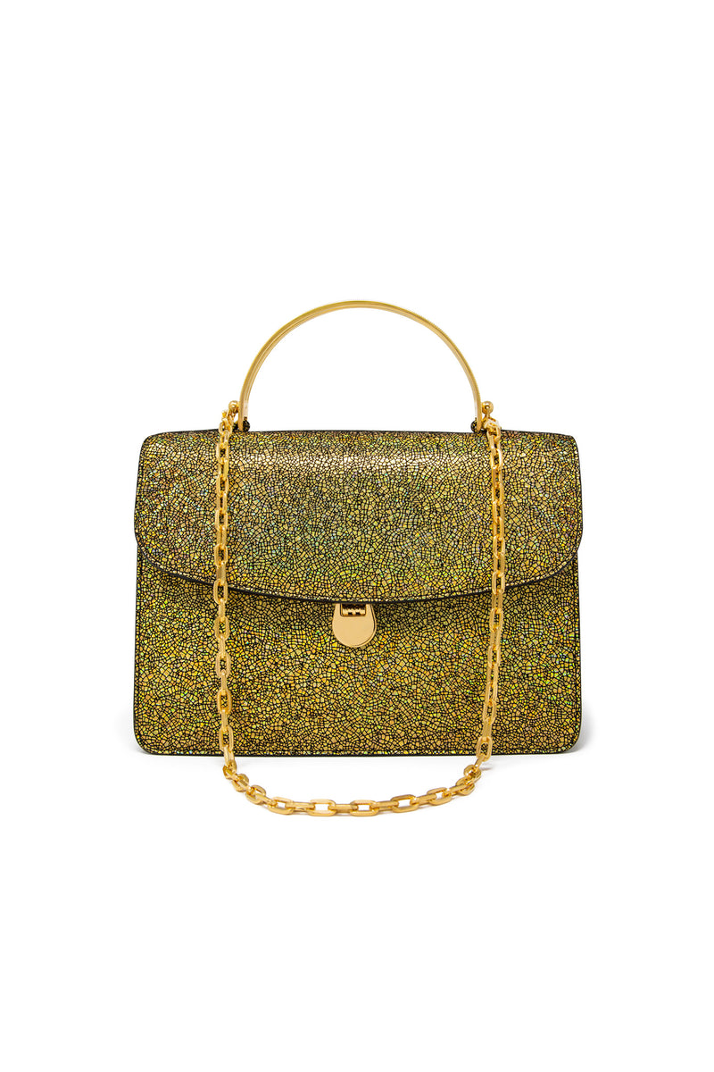 Charlie Top Handle Bag in Gold Lava Leather